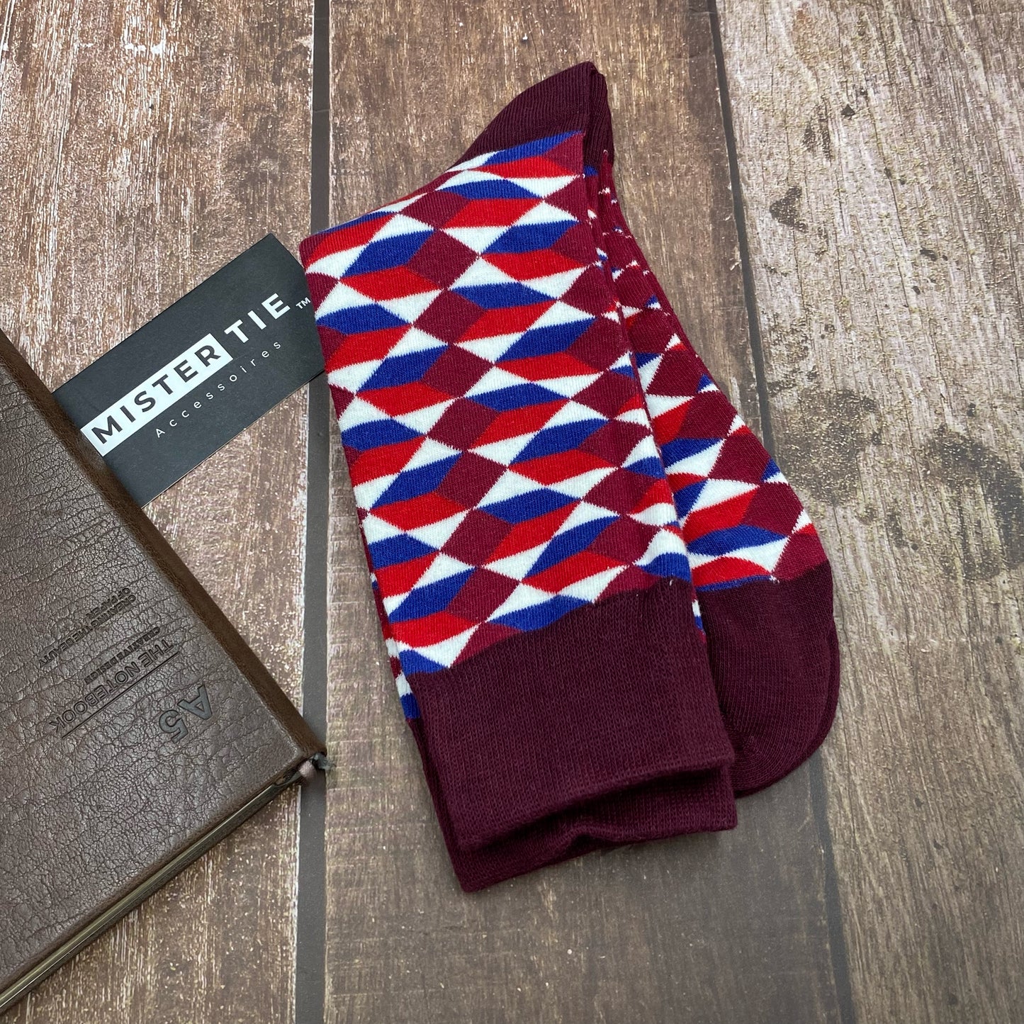 Chaussettes happy - Bordeau à motif