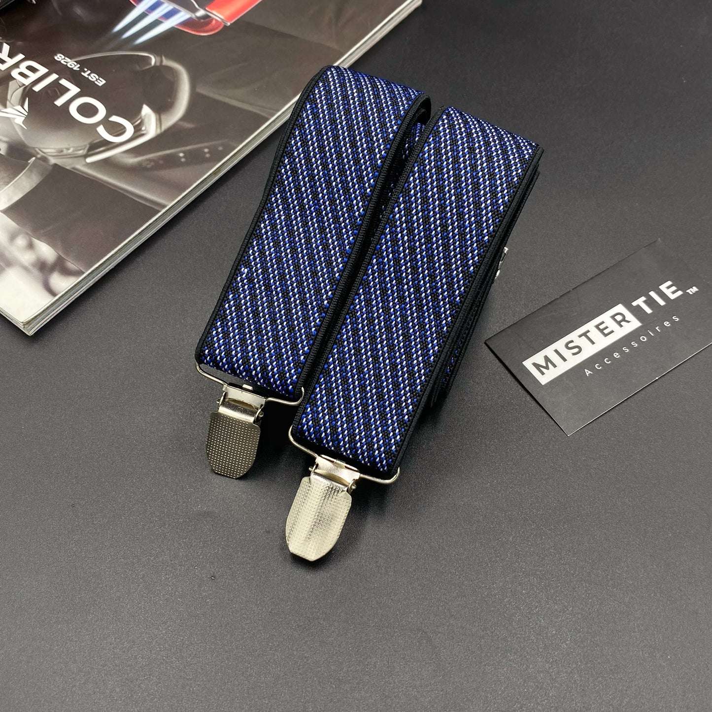 Bretelles à Pince - Bleu à Rayure