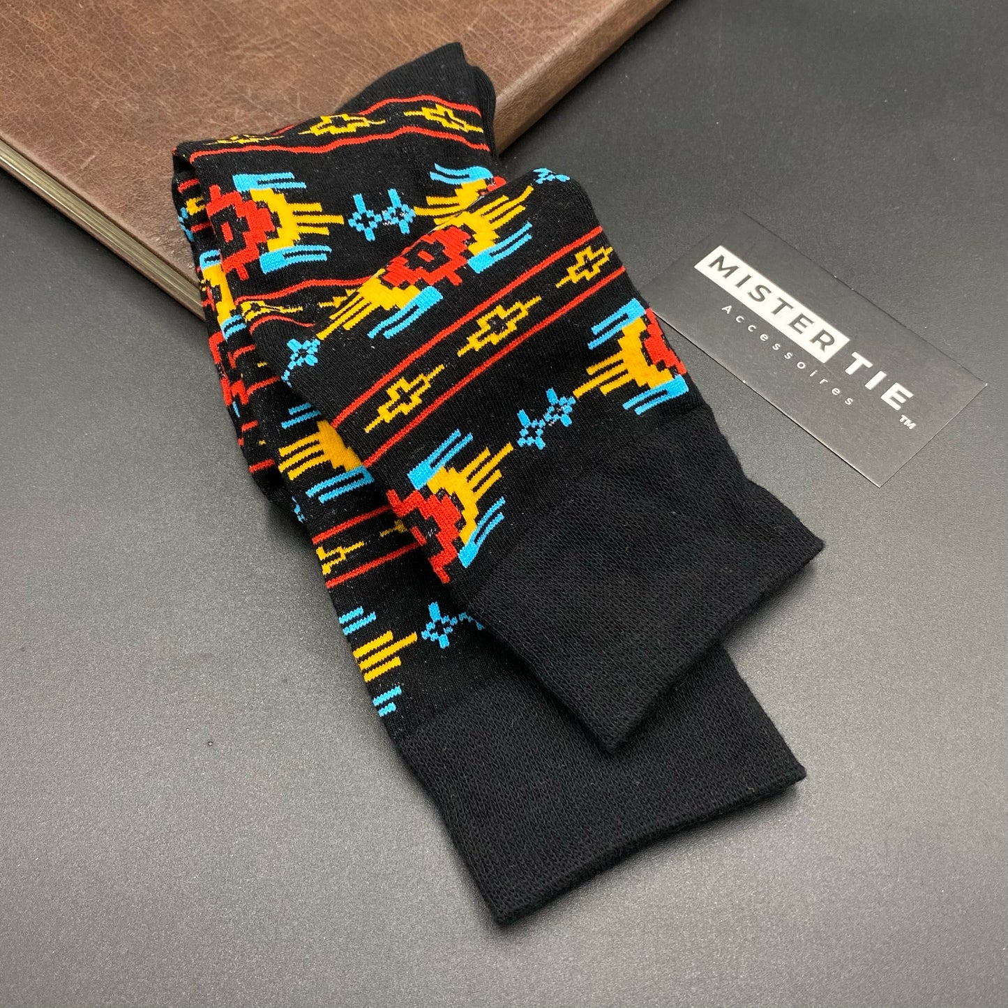 Chaussettes happy - Noir à motif