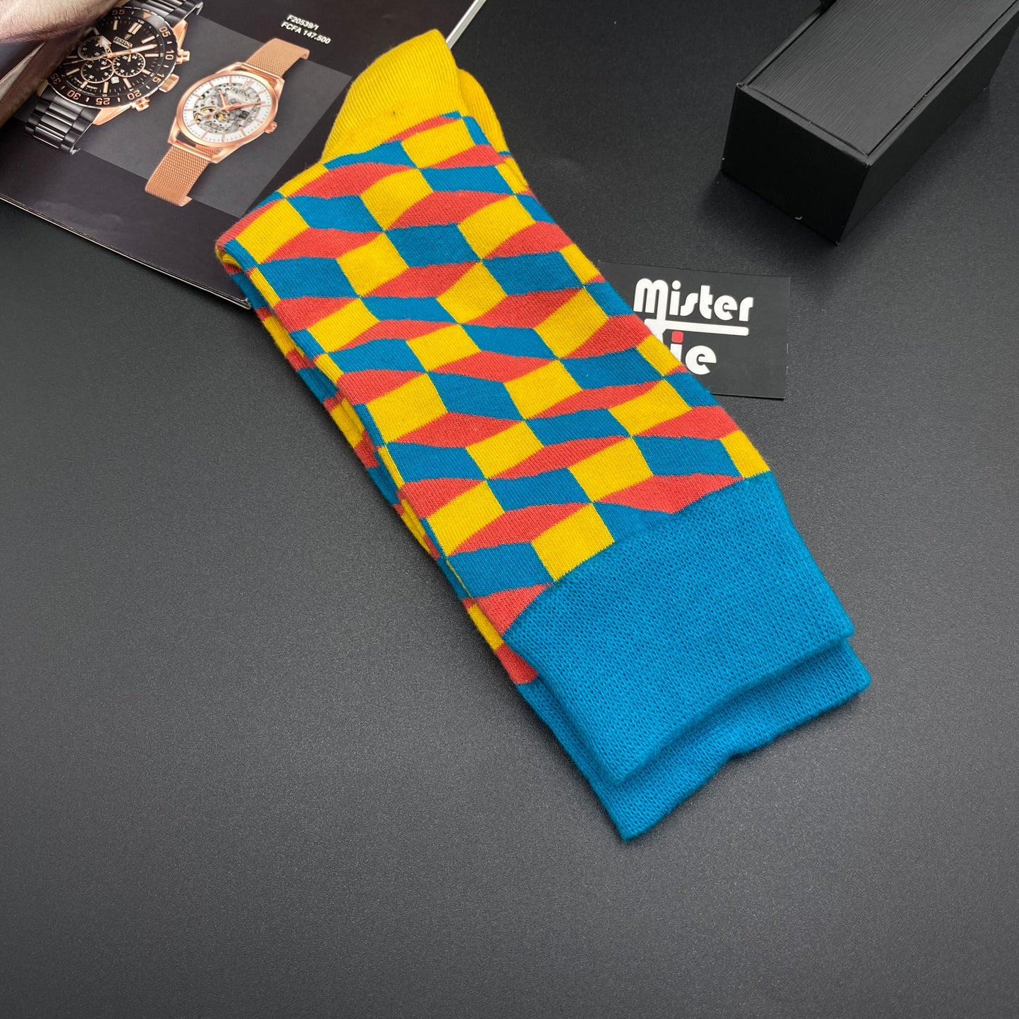 Chaussettes happy - Moutarde à motif