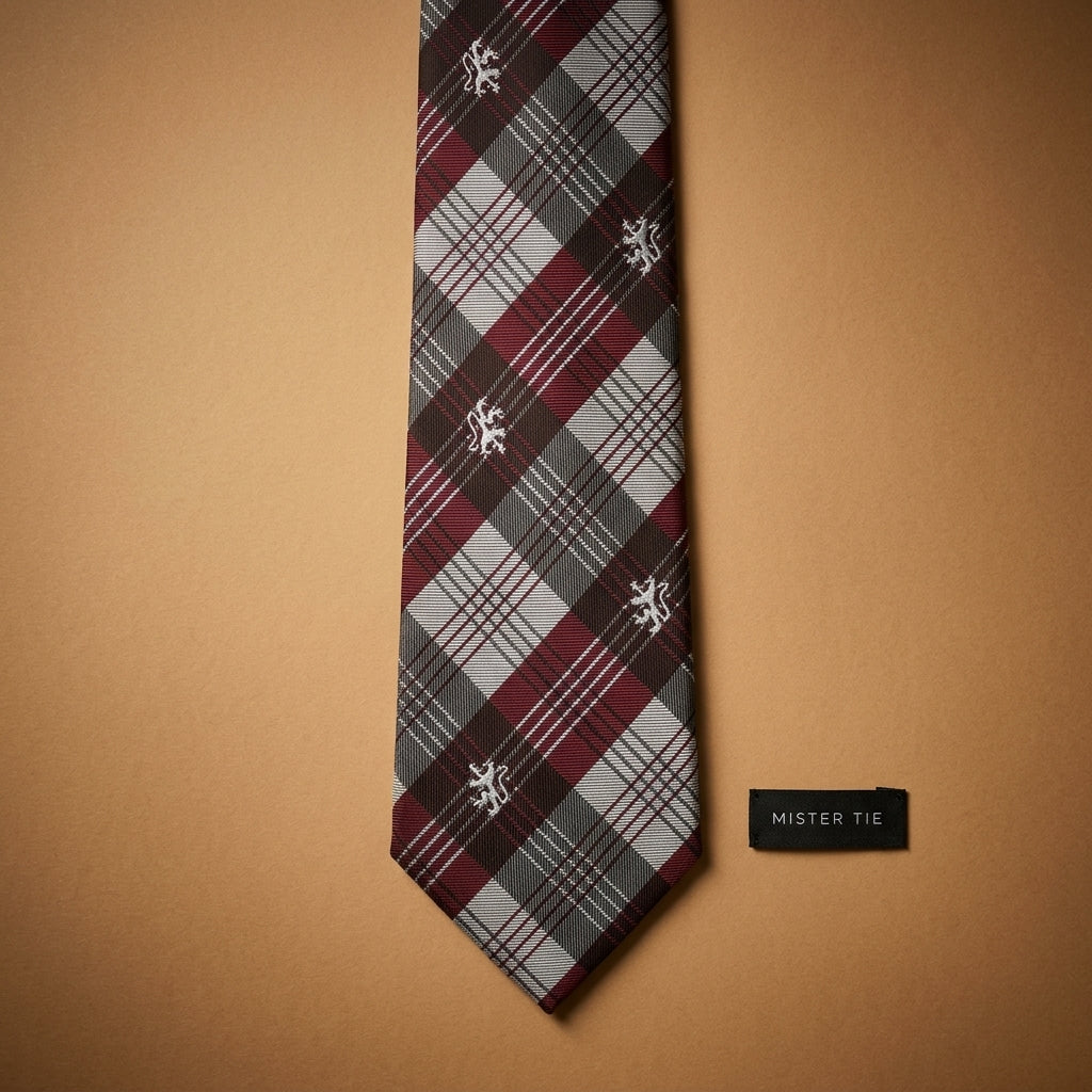 Cravate tartan aux lions