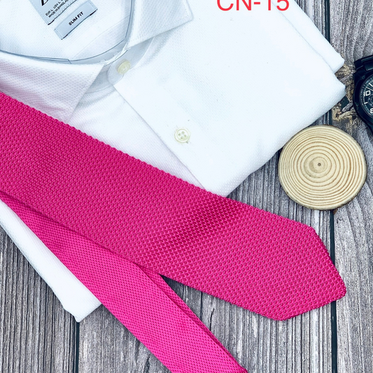 Cravate Tricotée 7cm - Rose unique - CN15