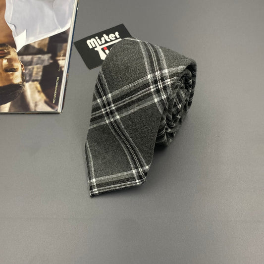 Cravate Coton Gris - 6.5cm